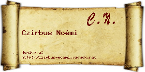 Czirbus Noémi névjegykártya
